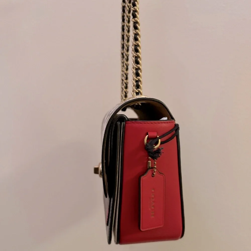 Coach Madison 19 Disney Mickey Keith Haring Electric Red Multi Shoulder Bag - Picture 5 of 9